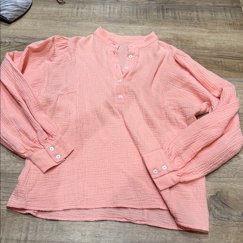 Pink Button-Up Blouse